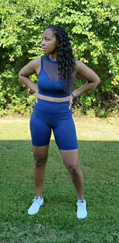 Navy Blue Bike short set